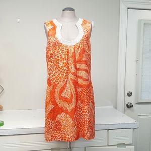 Trina Turk Vibrant Orange Sleevles Cotton Dress Sz 12